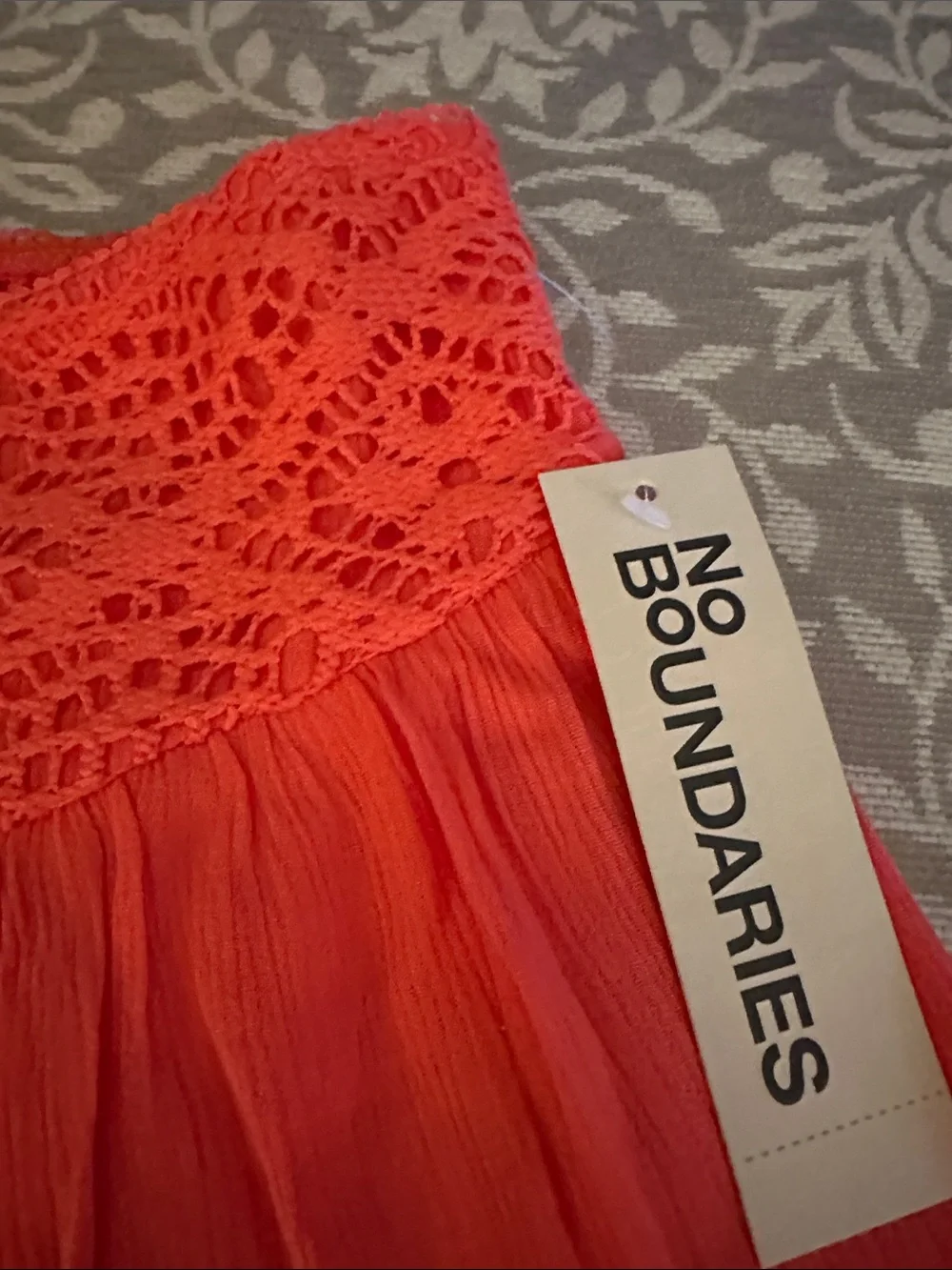 No Boundaries Red Crochet-Waist Circle Skirt